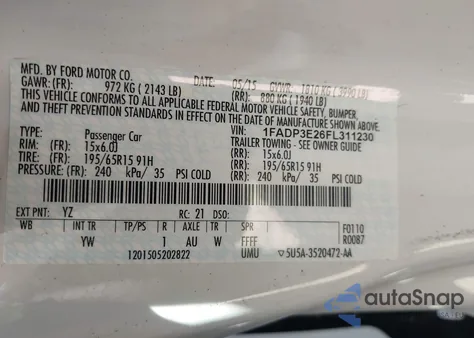 2015 Ford Focus S from USA, damaged, VIN 1FADP3E26FL311230